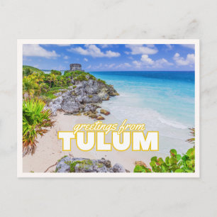 Tulum Mexico Cancun Ruins Tropical Beach Vintage Postcard