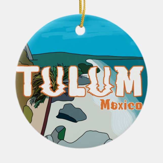 Tulum Mexico Great Gift Idea Ceramic Tree Decoration (Front)