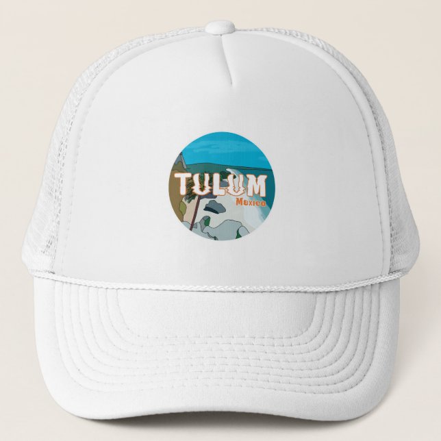 Tulum Mexico Great Gift Idea Trucker Hat (Front)