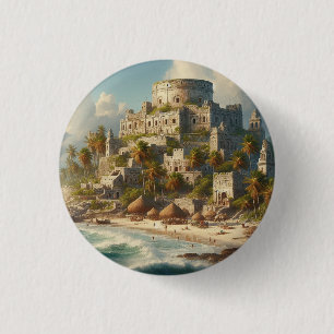Tulum Mexico Landscape Vintage Travel 3 Cm Round Badge