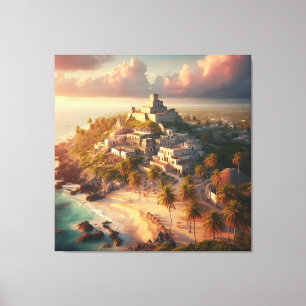 Tulum Mexico Landscape Vintage Travel Canvas Print