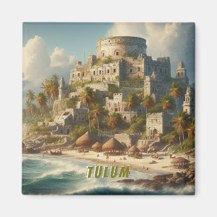 Tulum Mexico Landscape Vintage Travel Magnet
