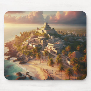 Tulum Mexico Landscape Vintage Travel Mouse Pad