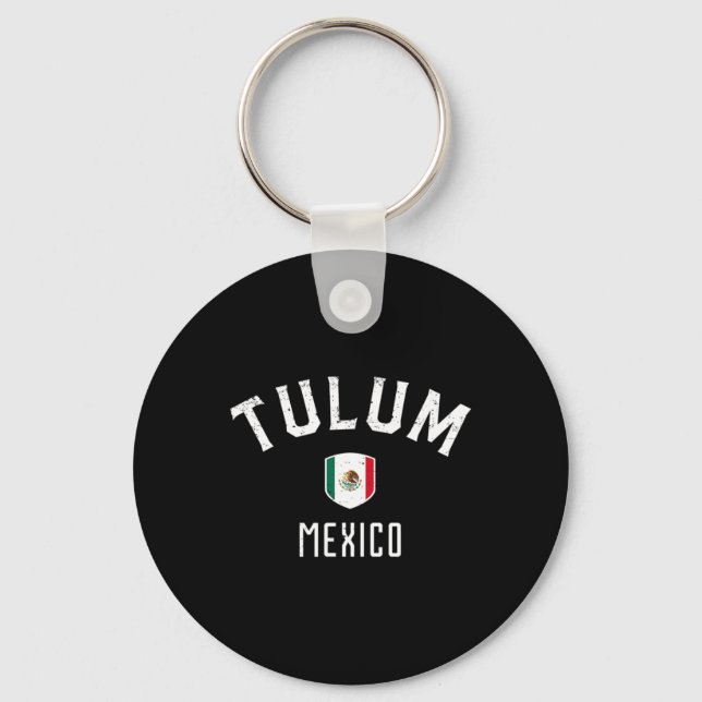 Tulum Mexico - Mexican Flag Tulum Tee  Key Ring (Front)