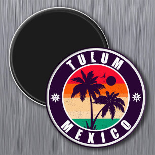 Tulum Mexico Palm Trees Vintage Travel Souvenirs Magnet