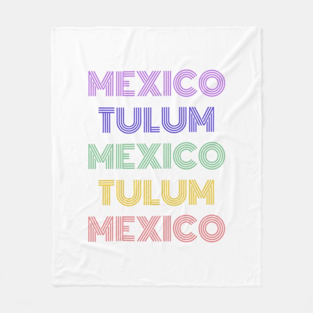 Tulum Mexico Retro Trypography Magnet Fleece Blanket (Front)