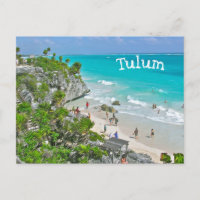 TULUM (Mexico) RUINS ABOVE BEACH AND CARIBBEAN