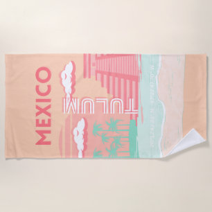 Tulum, Mexico, Travel Art Beach Towel