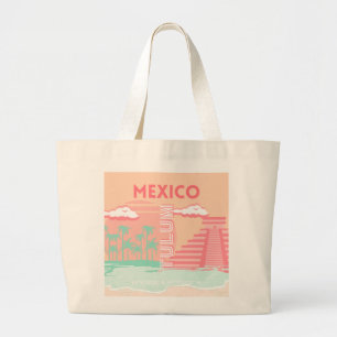 Tulum, Mexico, Travel Art Large Tote Bag
