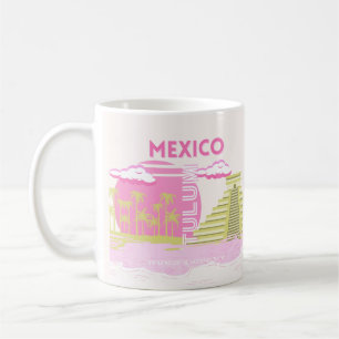 Tulum, Mexico, Travel Art, Pink Coffee Mug