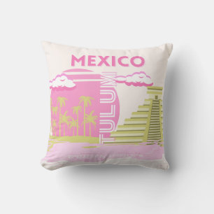 Tulum, Mexico, Travel Art, Pink Cushion