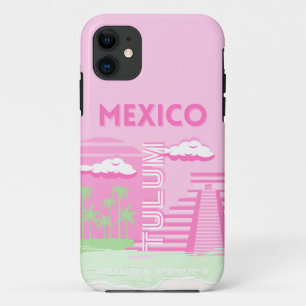 Tulum, Mexico, Travel Art, Preppy Art, Pink Case-Mate iPhone Case