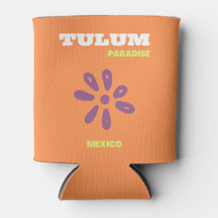 Tulum, Mexico, Travel Art, Retro Art, Orange Can Cooler