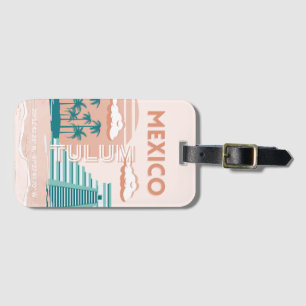 Tulum, Mexico, Travel Art, Retro Luggage Tag