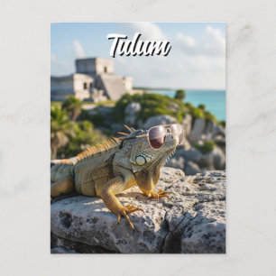 Tulum Mexico Travel Iguana Postcard