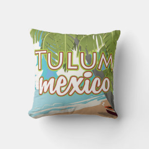 Tulum, mexico travel poster cushion