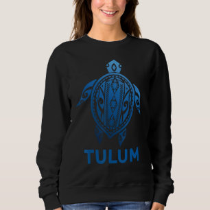 Tulum Mexico Tribal Tattoo Blue Sea Turtle Souveni Sweatshirt