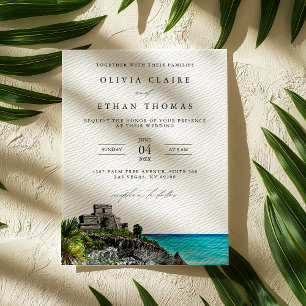 Tulum Mexico Tropical Beach Destination Wedding Invitation