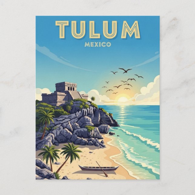 Tulum Mexico Watercolor Postcard (Front)