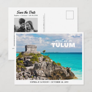 Tulum Mexico Wedding Save the Date Travel Retro Postcard