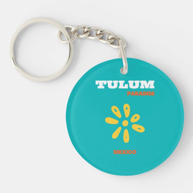 Tulum, Paradise, Mexico, Travel Art, Retro Art, Tu Key Ring (Front)