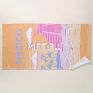 Tulum, Travel Art, Preppy Beach Towel