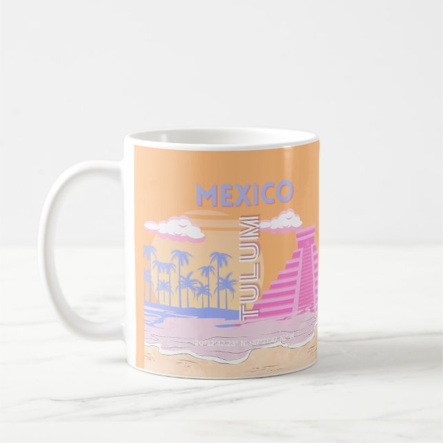 Tulum, Travel Art, Preppy Coffee Mug (Left)