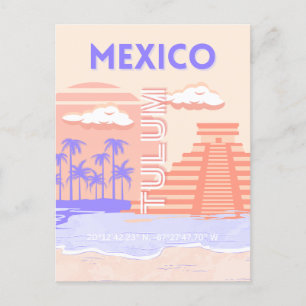 Tulum, Travel Art, Retro Art Holiday Postcard