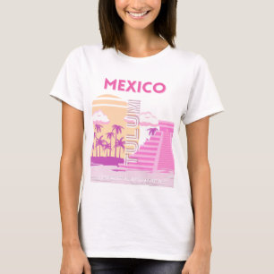 Tulum, Travel Art, Retro Art, Pink, Orange T-Shirt