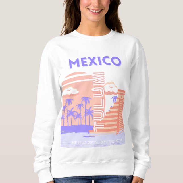 Tulum, Travel Art, Retro Art Sweatshirt (Front)