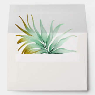 Tulum Watercolor Tropical Gold Palm Destination Envelope
