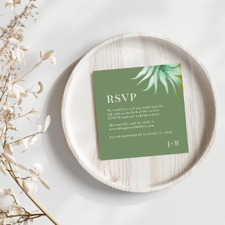 Tulum Watercolor Tropical Gold Palm Destination QR Enclosure Card