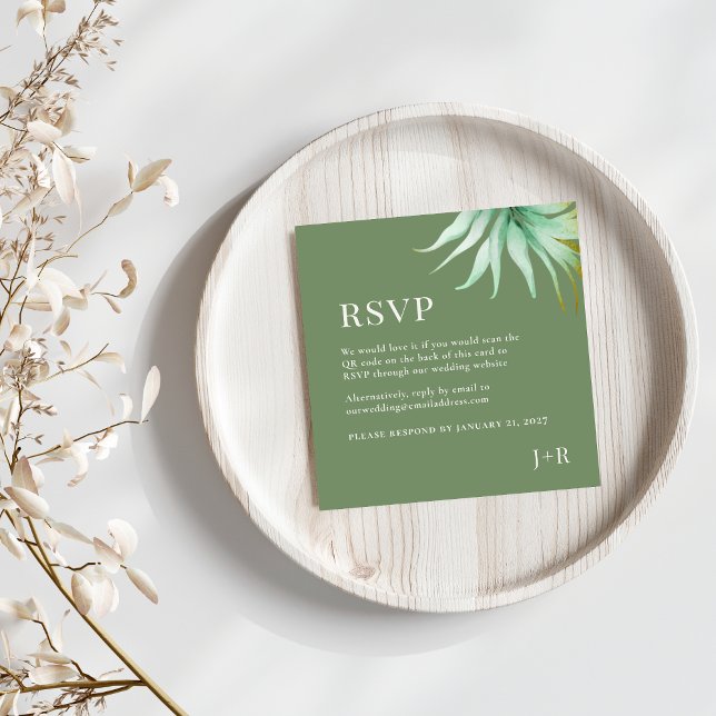 Tulum Watercolor Tropical Gold Palm Destination QR Enclosure Card (Creator Uploaded)