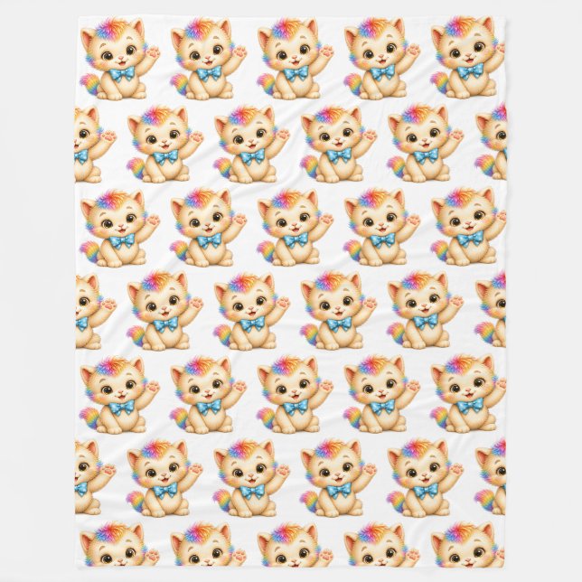 Tumble the Kitten Rainbow Blanket  (Front)