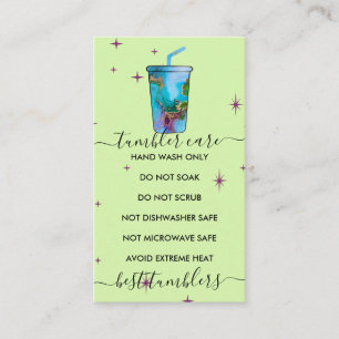Tumbler care green business card