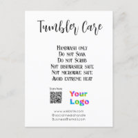 Tumbler care instructions add business name logo