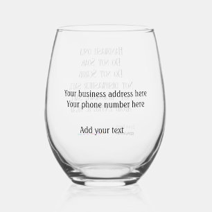 Tumbler care instructions add business name logo stemless wine glass