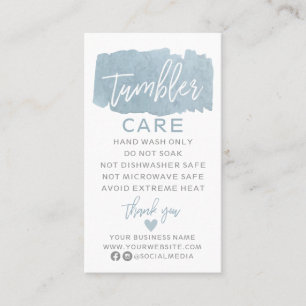 Tumbler Care Instructions Business Card