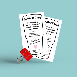 Tumbler Care Instructions Business Card