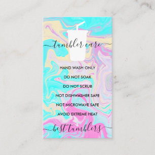 Tumbler care instructions ombré vinyl business card