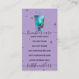 Tumbler care purple business card