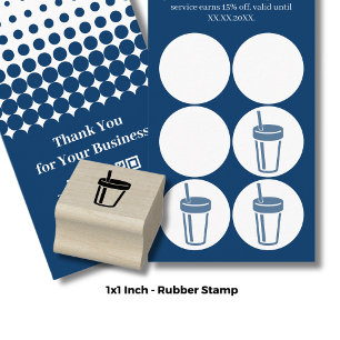 Tumbler with Straw – 1" Inch Smoothie Loyalty Card Rubber Stamp