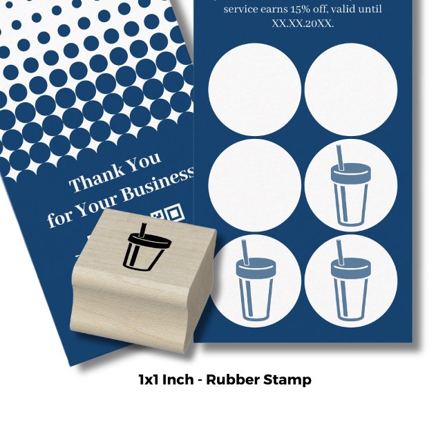 Tumbler with Straw – 1" Inch Smoothie Loyalty Card Rubber Stamp (Tumbler with Straw – 1" Inch Smoothie Loyalty Card Rubber Stamp)