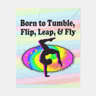 TUMBLING AND FLIPPING GYMNAST GIRL FLEECE BLANKET