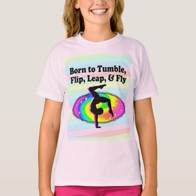 TUMBLING AND FLIPPING GYMNAST GIRL T-Shirt (Front)