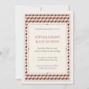 Tumbling Blocks Optical Cube Wedding Invitation