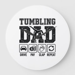 Tumbling Dad Drive Pay Clap Repeat Shirt Design_1 Large Clock