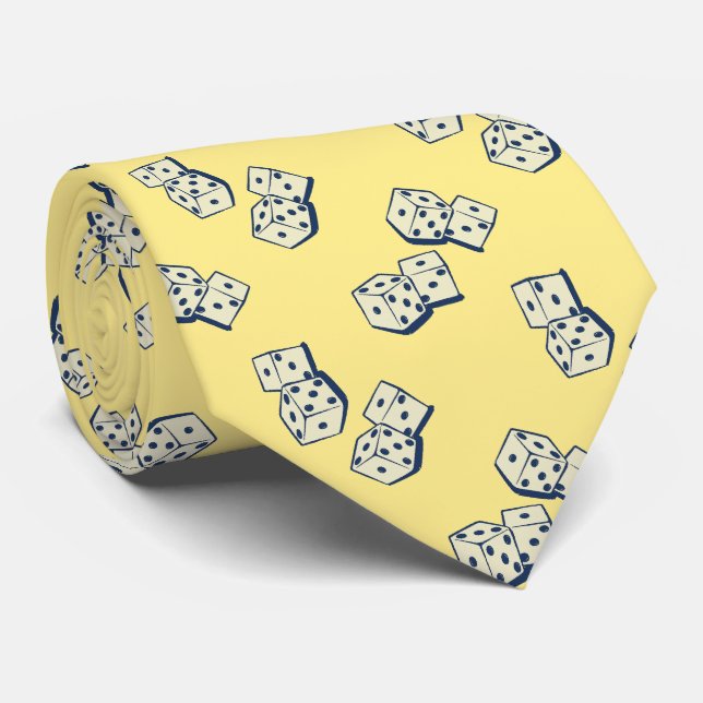 Tumbling Dice Gambling Yellow Two-sided Tie (Rolled)