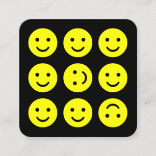 Tumbling Emojis - Yellow on Black Square Business Card