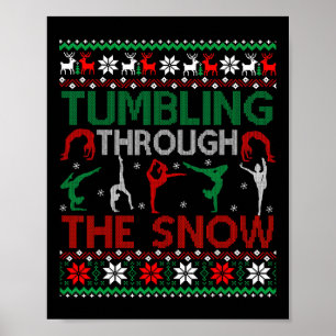 Tumbling Gymnastics Ugly Christmas Sweater Party Poster
